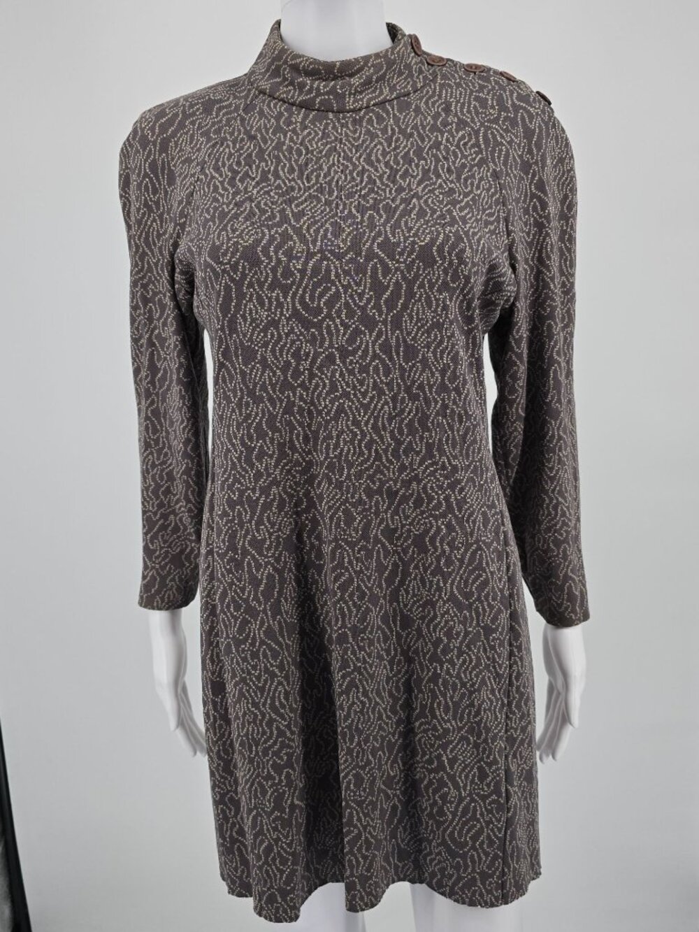 Vintage 1980s Liz Claiborne Knitwear Abstract Squiggle Cotton Mini Dress (4)